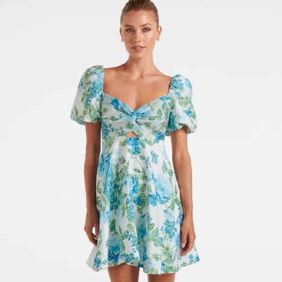 Ever New Dresses & Skirts - Ever New Blue and Green Puff Sleeve Sundress